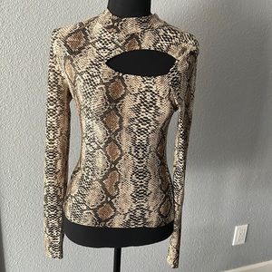 Superdown Polina Brown Snake Cut Out Top
